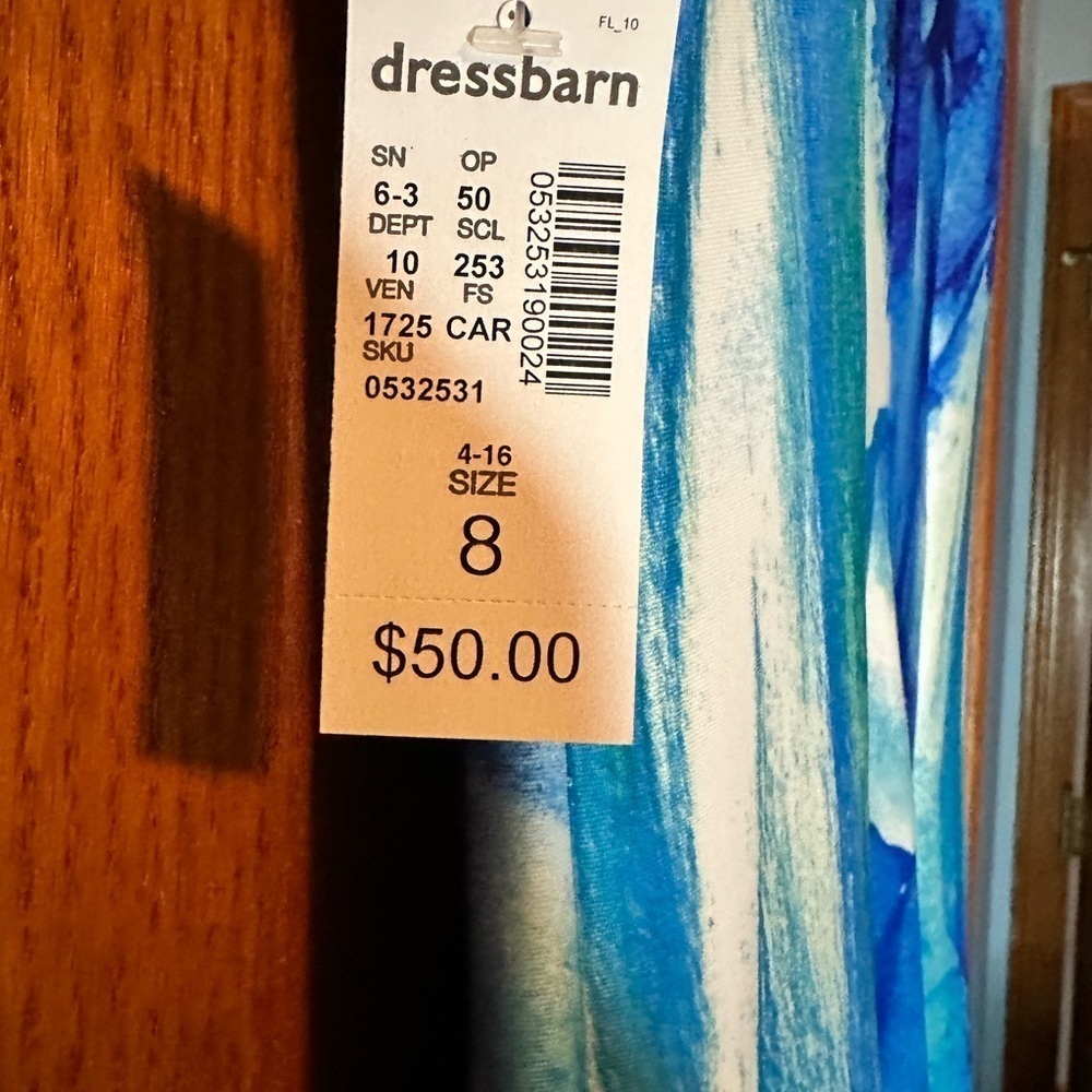 CB Established 1962 Aqua Blue Watercolor Fit And Flare Zip Up Dress Size 8 - Picture 12 of 16